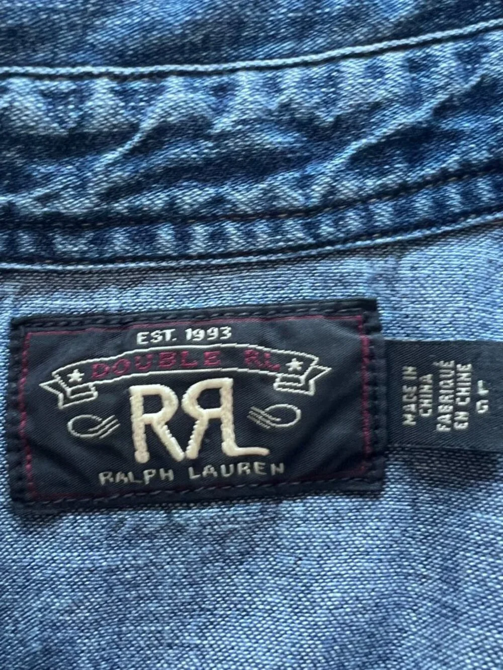 RRL Mens Denim Buffalo Western Workshirt - Picture 8 of 10